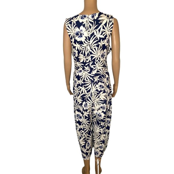 Signature by Robbie Bee Sleeveless Hawaiian Jumpsuit Blue Size 14 - Picture 2 of 10